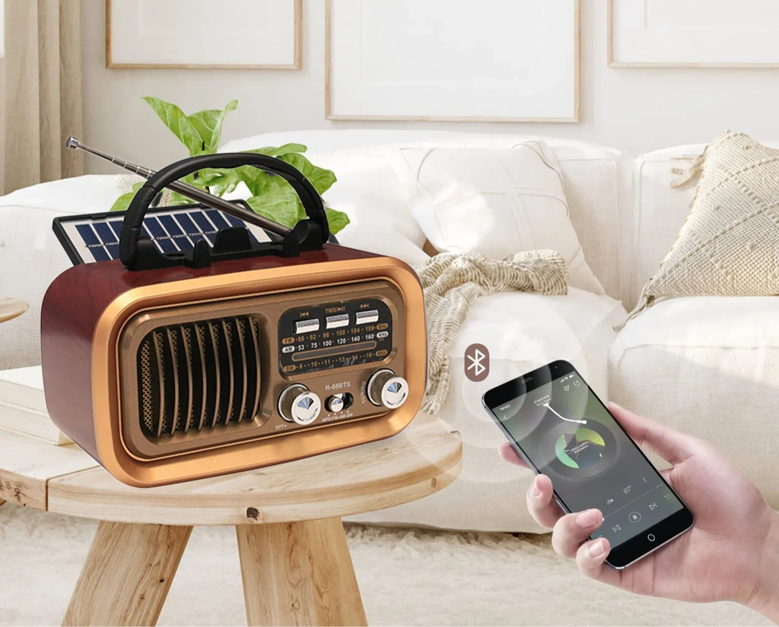 Radio solaire vintage bluetooth