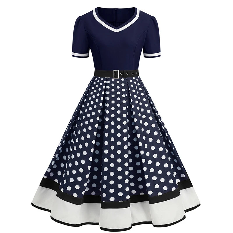 Robe année 50 bleu marine