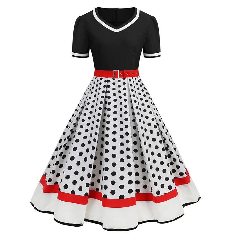 Robe année 50 noir jupe blanche