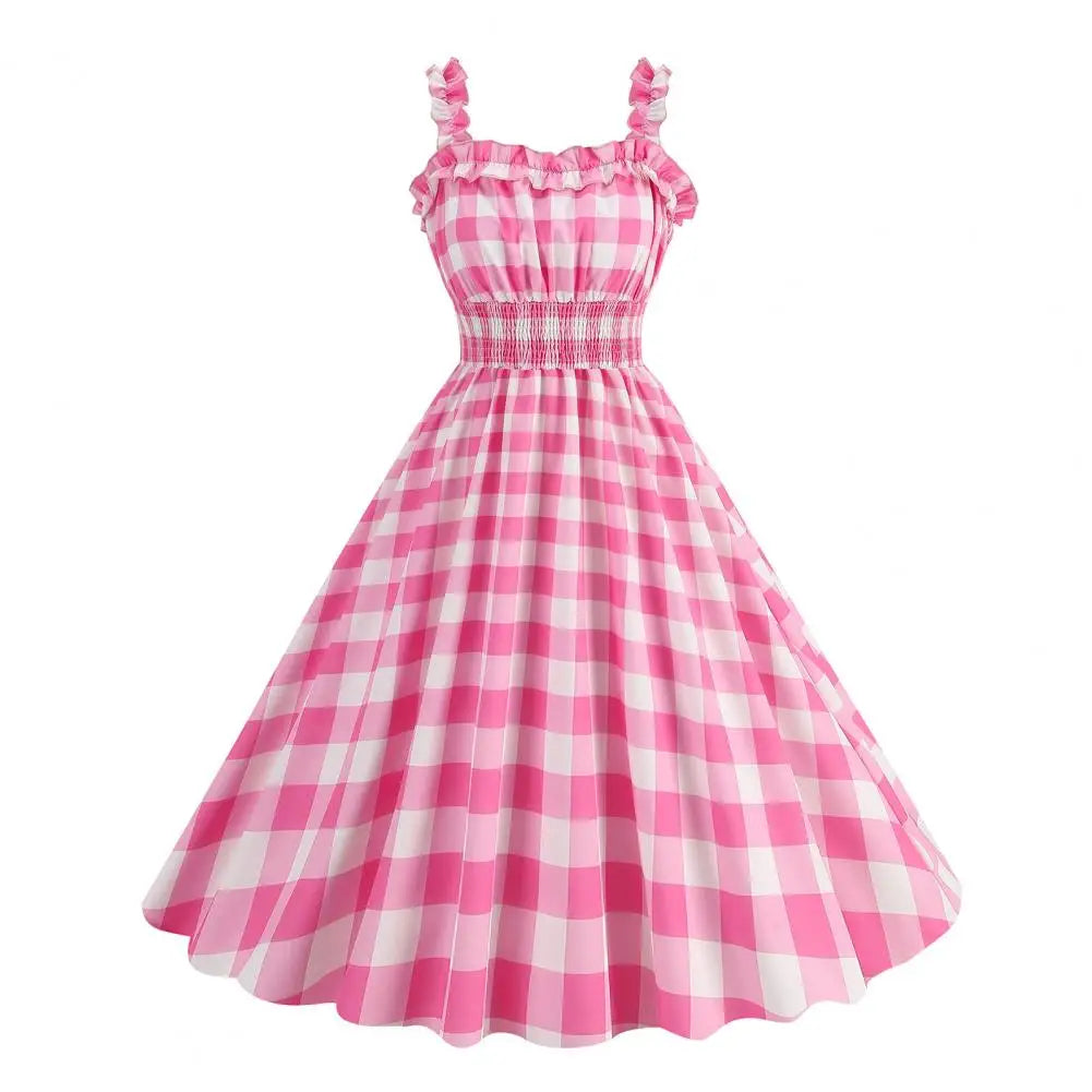Robe année 50 rose clair