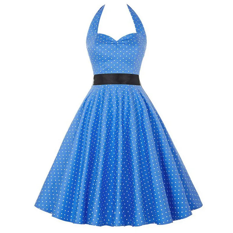 Robe année 50 été bleu ciel