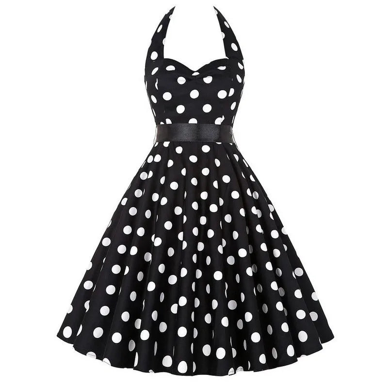 Robe année 50 été  noir à point