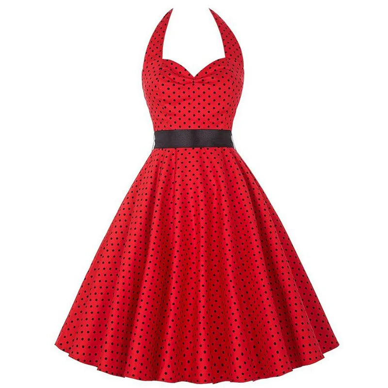 Robe année 50 été rouge à point