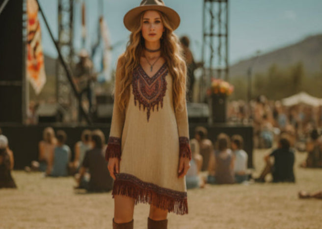 Robe année 70 vintage rock festivale