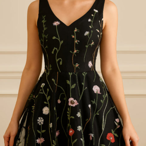 Robe corset vintage fleurie noir