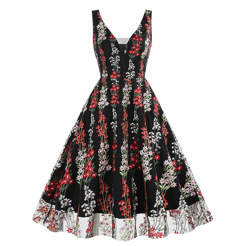 Robe corset vintage noir fleur