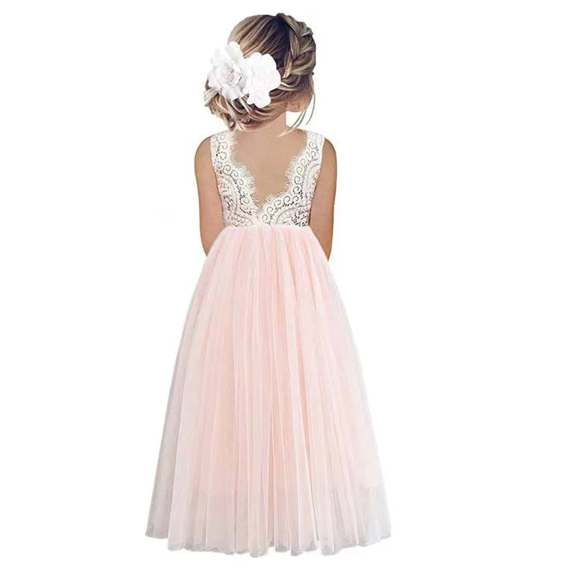 Robe d'été fille vert rose