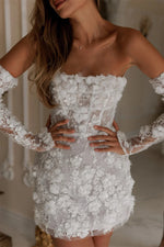 Robe de mariée courte vintage en dentelle - Vignette | StyleVintage™ 