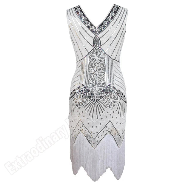 Robe de soirée vintage année 20 blanc