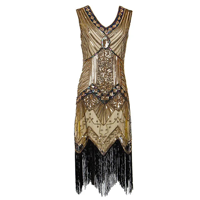 Robe de soirée vintage année 20 doré