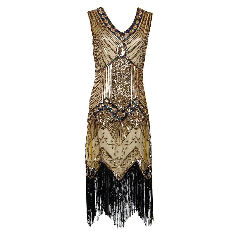 Robe de soirée vintage année 20 or