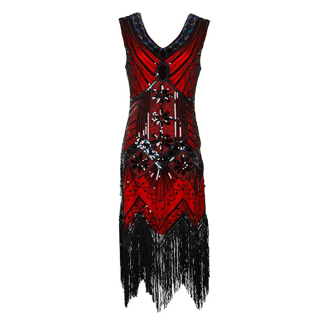 Robe de soirée vintage année 20 rouge