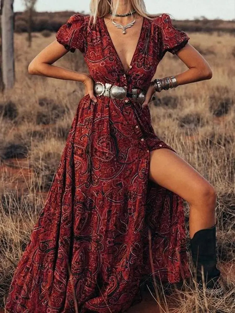 Robe hippie vintage rouge