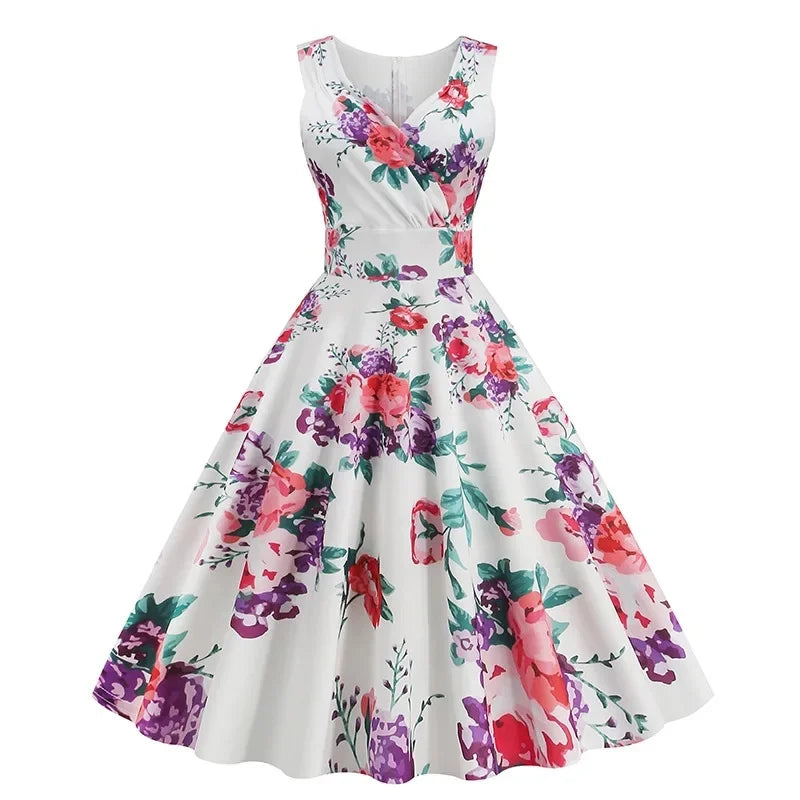 Robe vintage chic blanc fleur