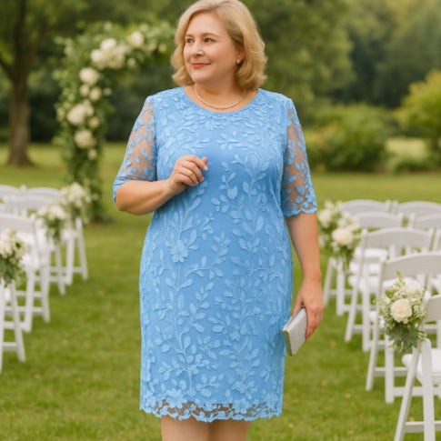 Robe vintage grande taille bleu jardin
