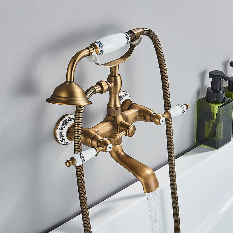 Robinet salle de bain vintage or