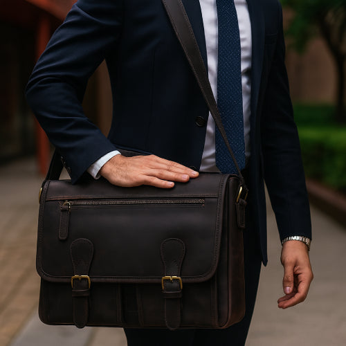 Sac messager en cuir costume 