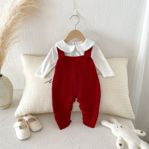 Salopette enfant vintage rouge plume