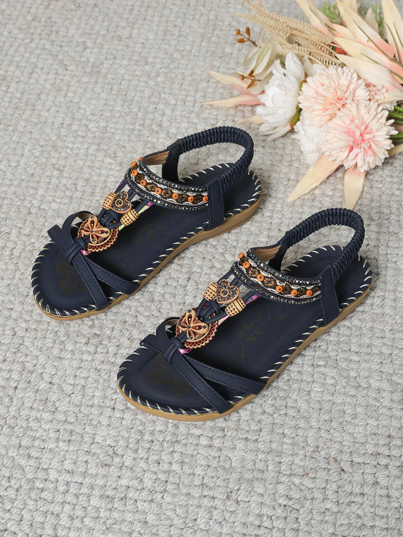 Sandale de plage vintage bleu marine