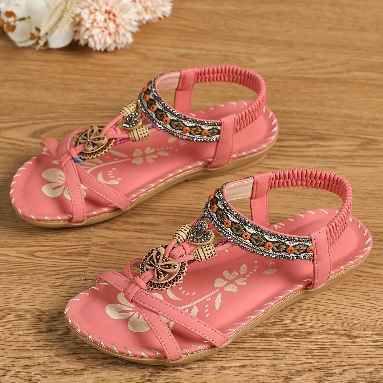 Sandale de plage vintage rose bonbon