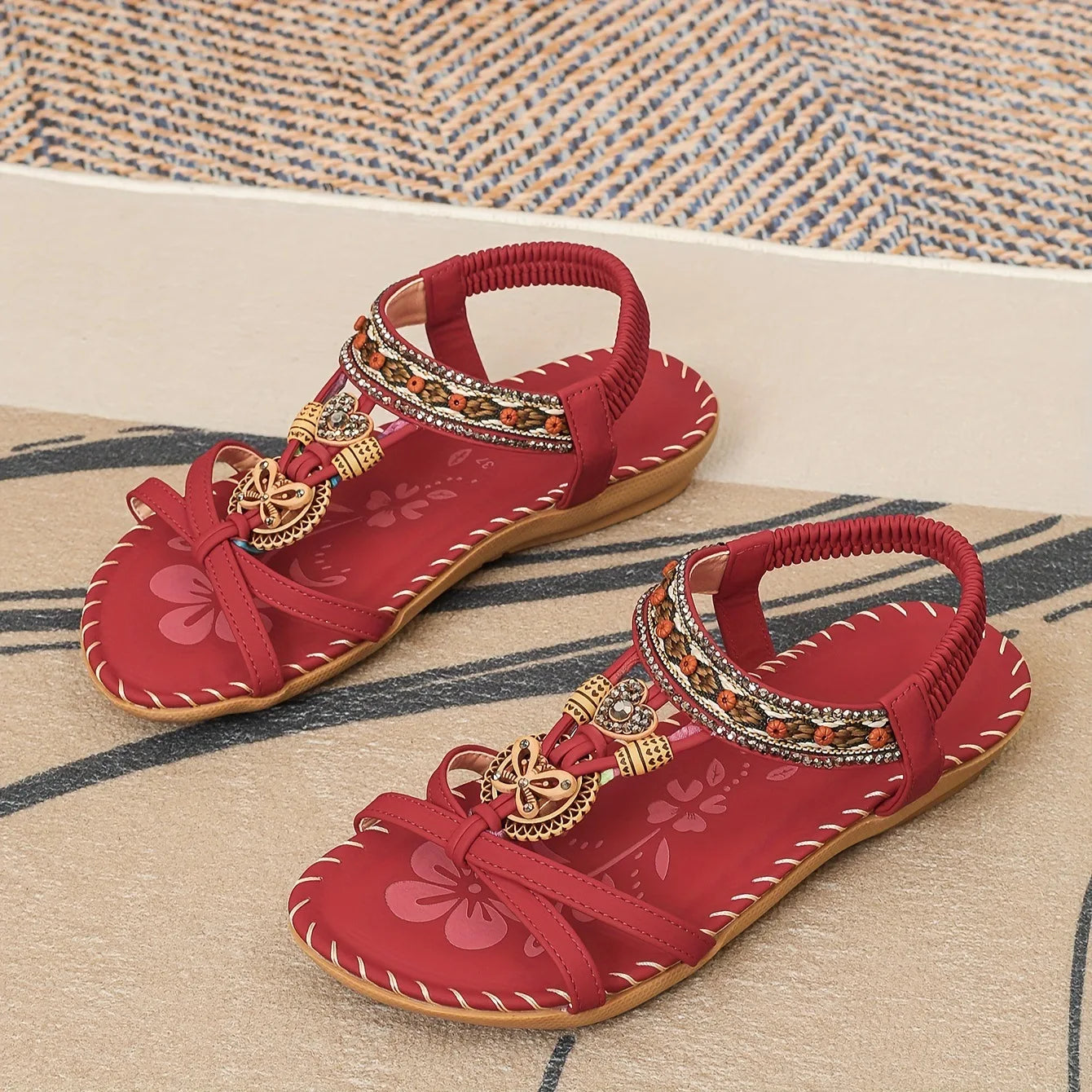 Sandale de plage vintage rouge