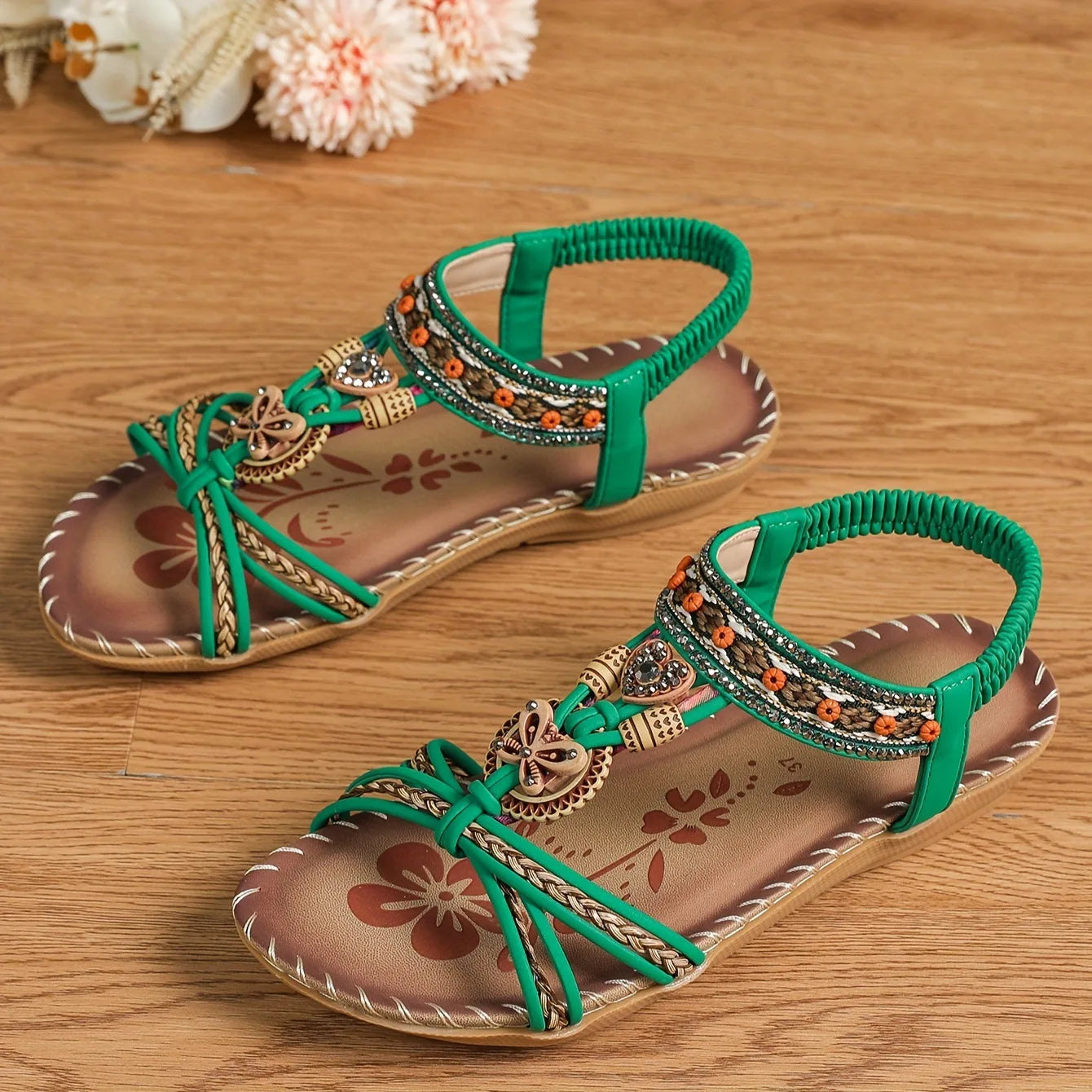 Sandale de plage vintage vert
