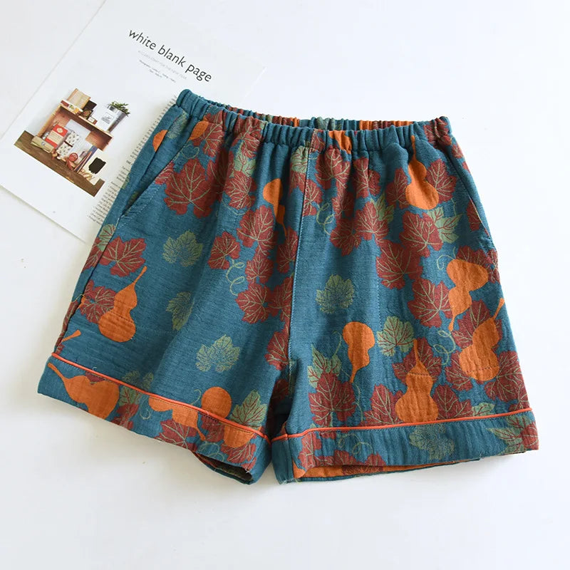 Short femme vintage bleu orange