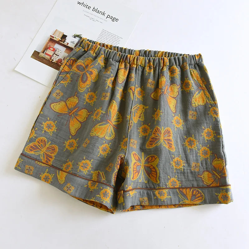Short femme vintage gris jaune