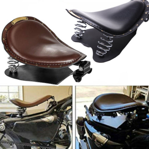 Siège moto vintage marron noir cuir