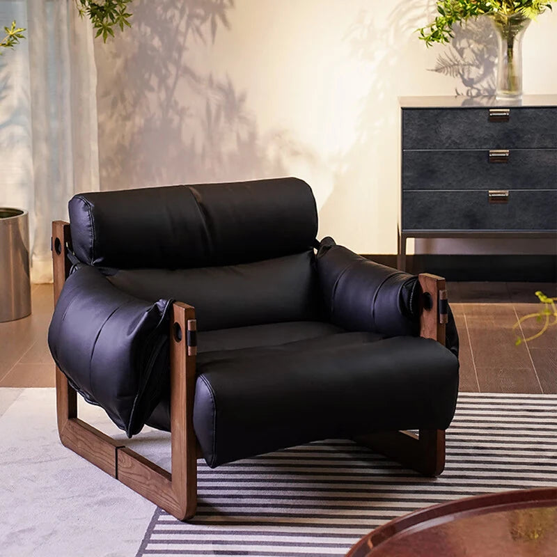 Sofa en cuir de luxe vintage  noir