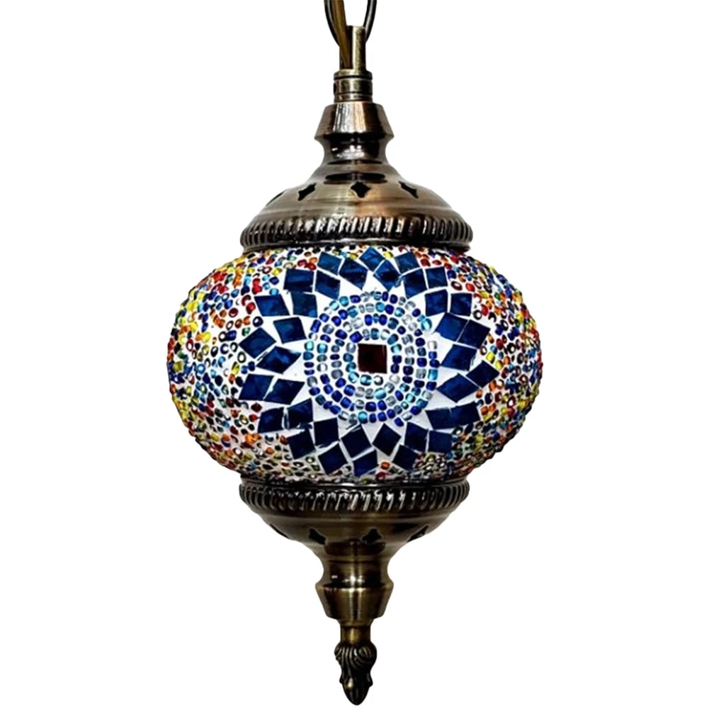 Suspendu lampe mosaïque style orientale vintage bleu 