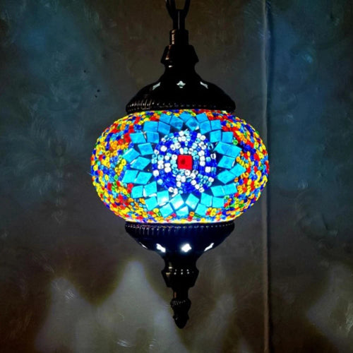 Suspendu lampe mosaïque style orientale vintage  jaune 