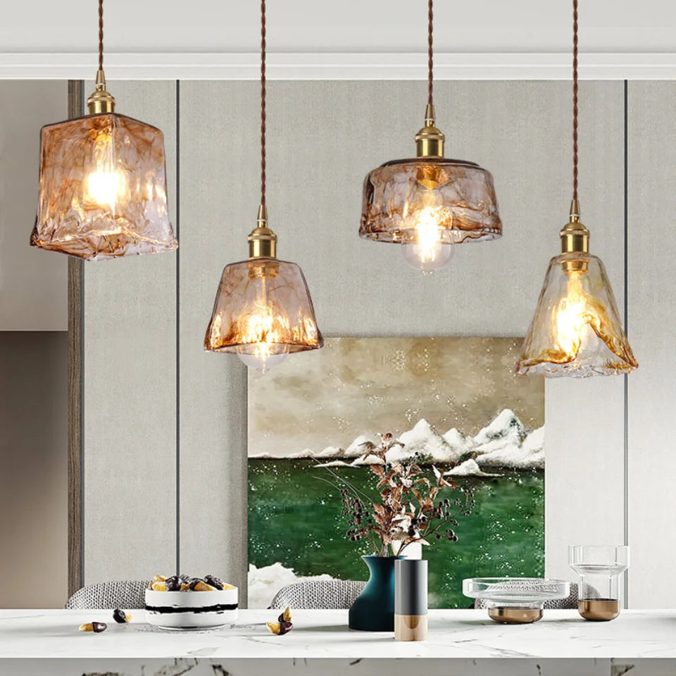 Suspension en verre vintage