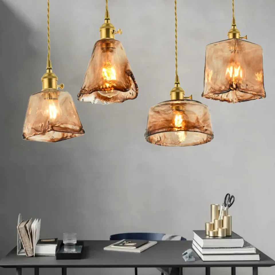 Suspension en verre vintage suspendu
