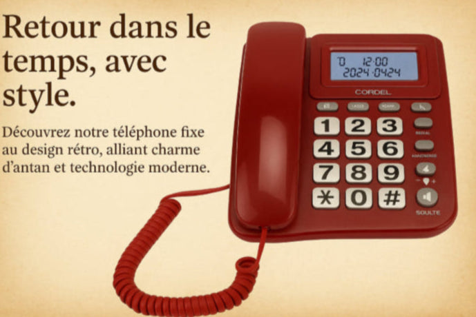 Téléphone classique vintage fond jaune 
