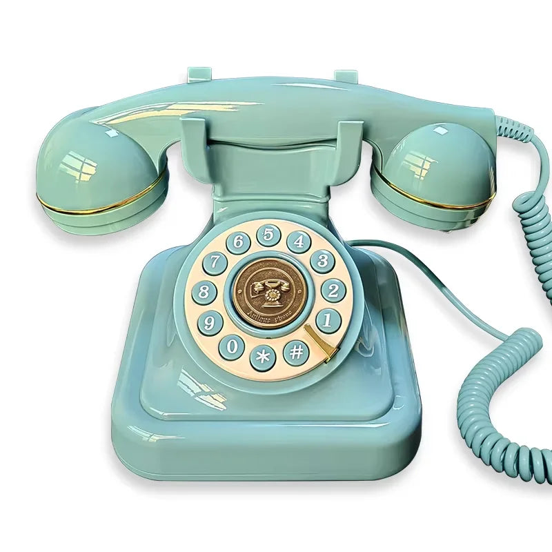 Téléphone fixe vintage bleu