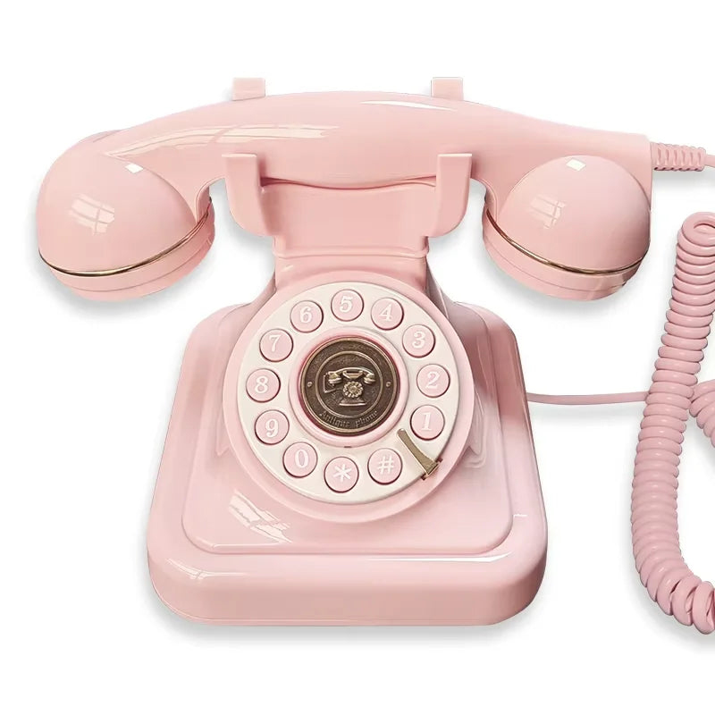 Téléphone fixe vintage rose