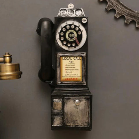Téléphone mural vintage noir  rouge 