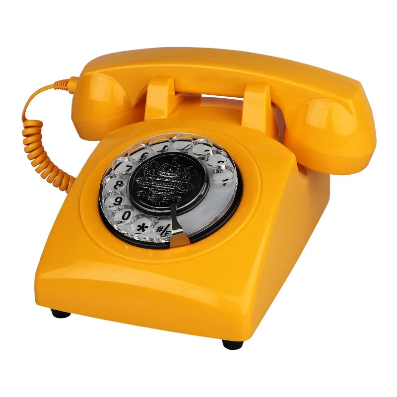 Téléphone rouge vintage jaune