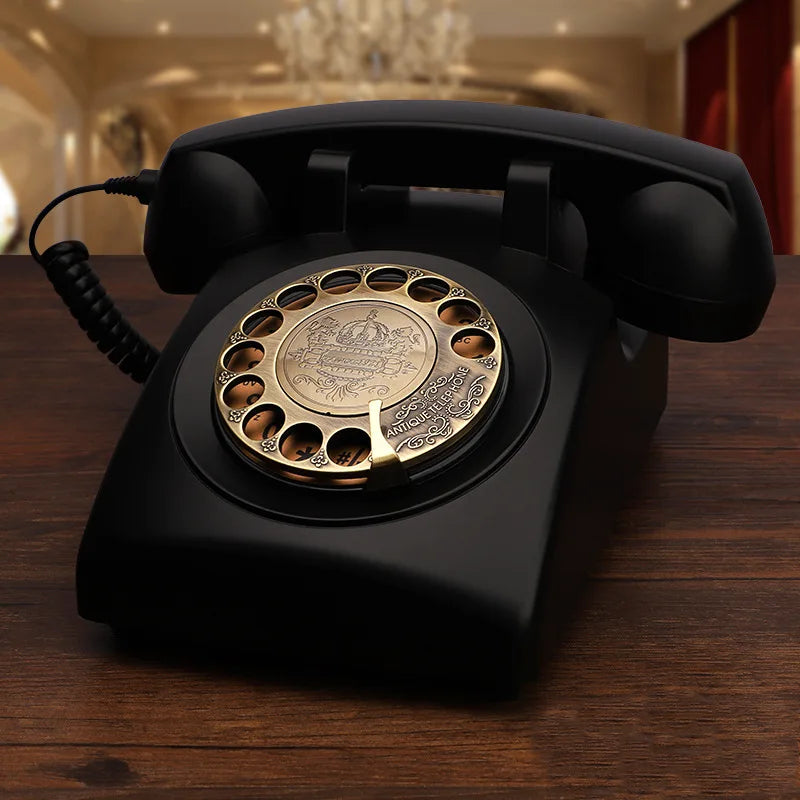 Téléphone rouge vintage noir