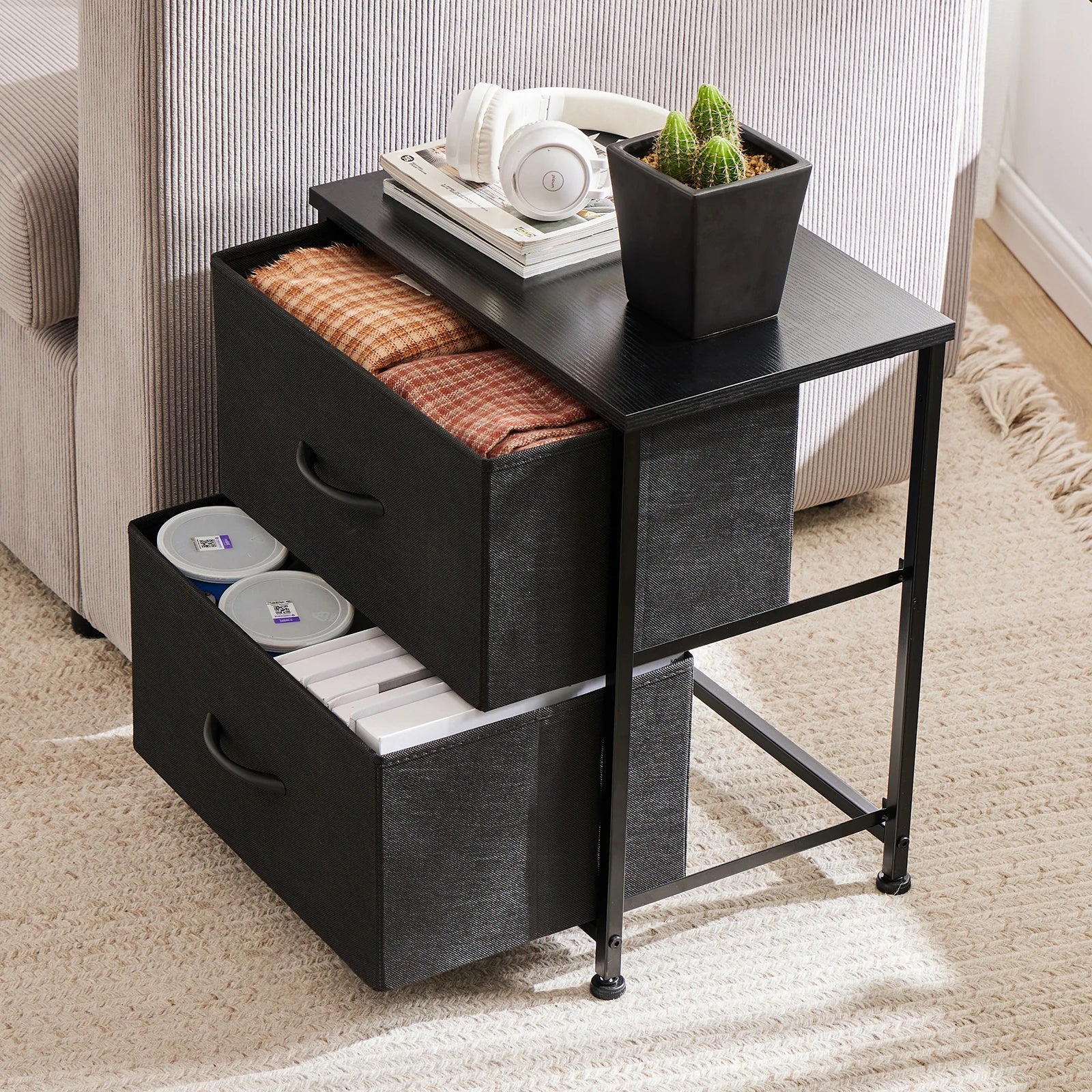 Table chevet vintage noir