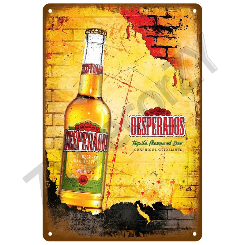 Tableau en métal vintage desperados