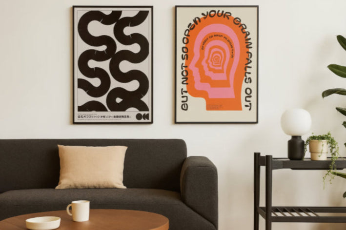 Tableau vintage salon noir orange