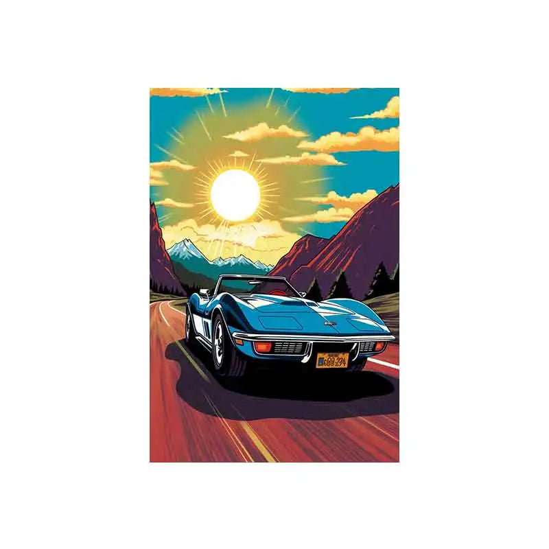 Tableau voiture vintage bleu