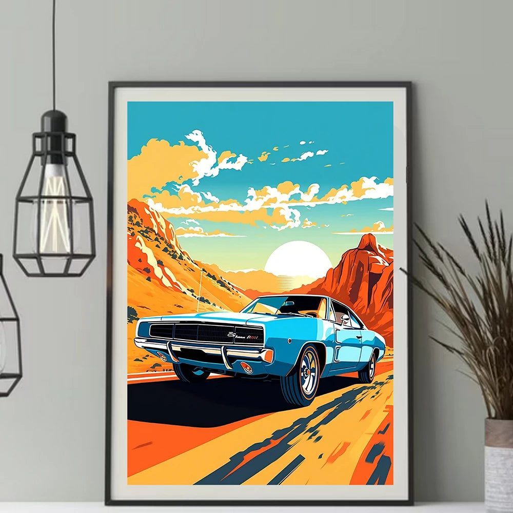 Tableau voiture vintage mustang