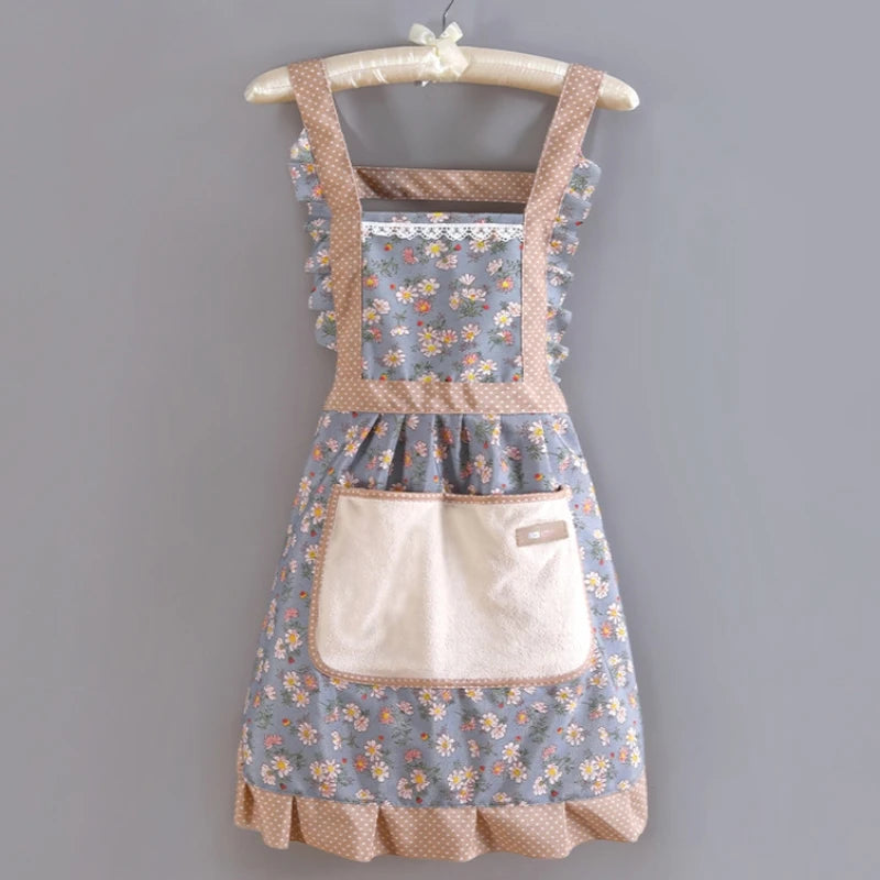 Tablier de cuisine femme vintage bleu