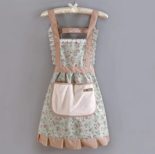 Tablier de cuisine femme vintage vert
