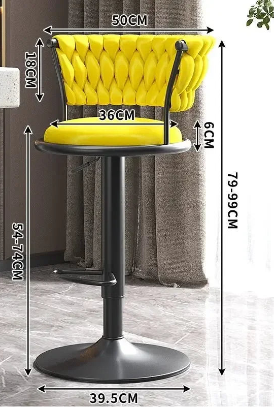 Tabouret de bar vintage jaune noir