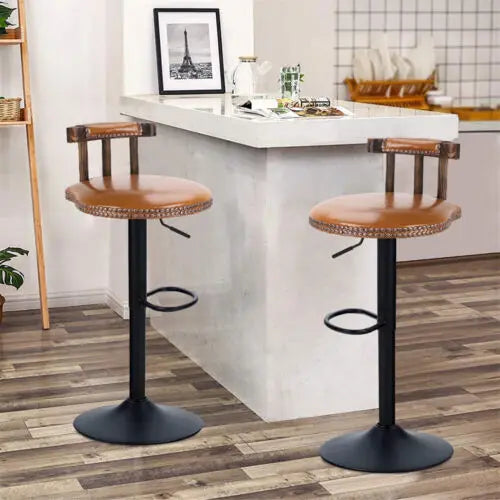 Tabouret industriel vintage marron