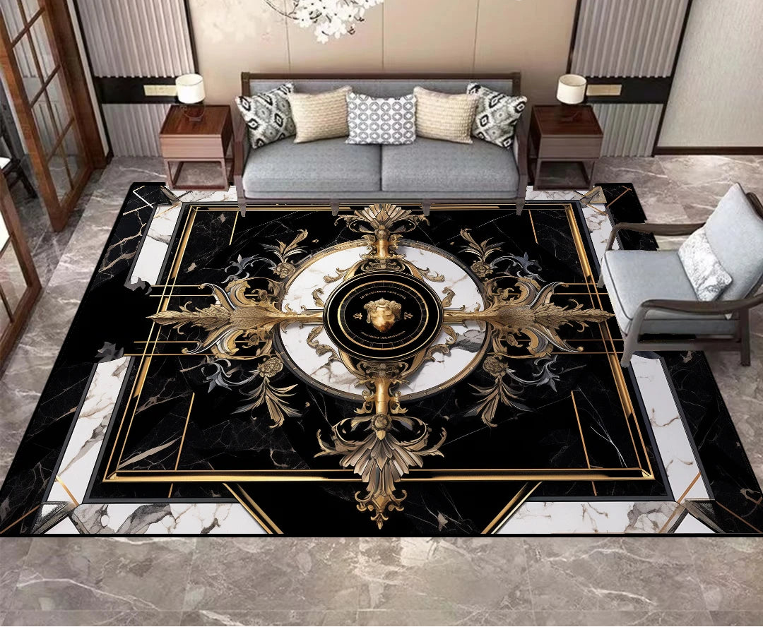 Tapis effet marbre vintage blanc 